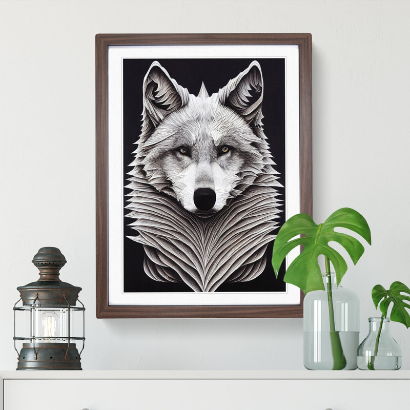 Bust Of The Wolf No.2 - Single Picture Frame Print, Walnut, 64cm H x 46cm W x 2cm D
