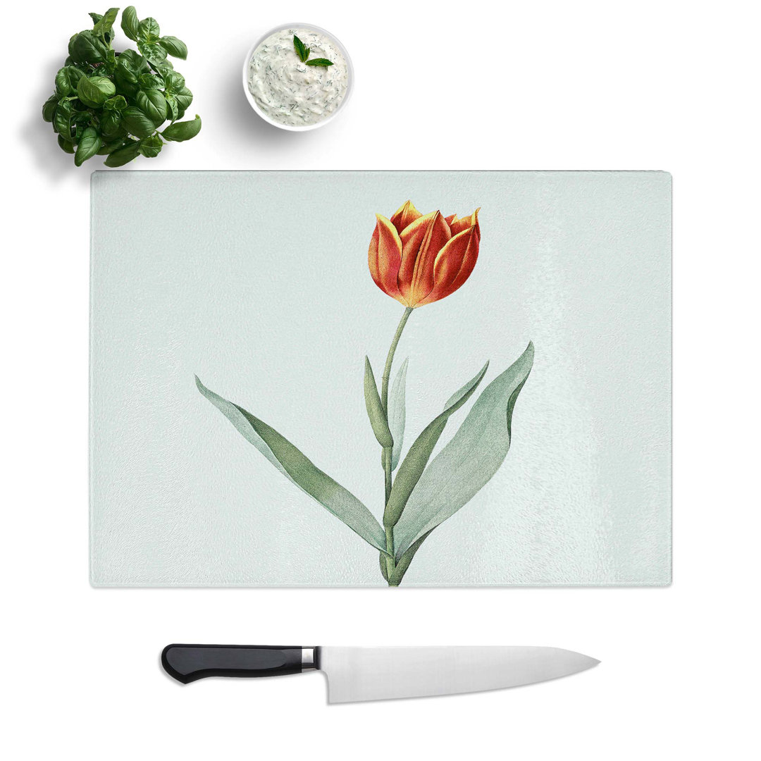 Tempered Glass Tulip Flower by Pierre-Joseph Redoute Chopping Board