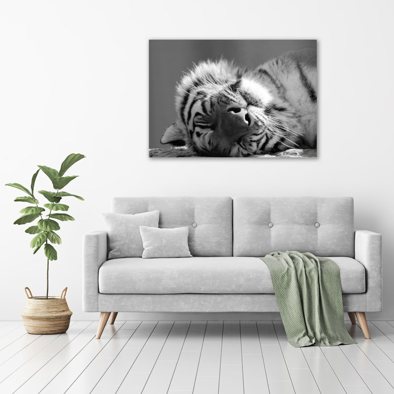 Sleepy Tiger - No Frame Print on Glass