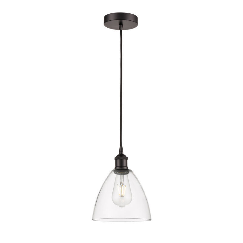 Luminaire suspendu conique à 1 lumière Bluford, H 10,25 po x l 7,5 po x P 7,5 po, Transparent, Bronze huilé