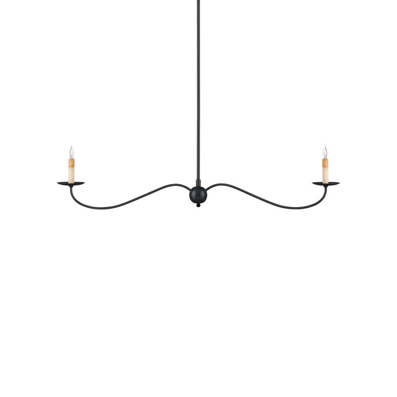 Lustre classique à 2 lumières de style bougie avec accents de corde Saxon, Noir Zanzibar
