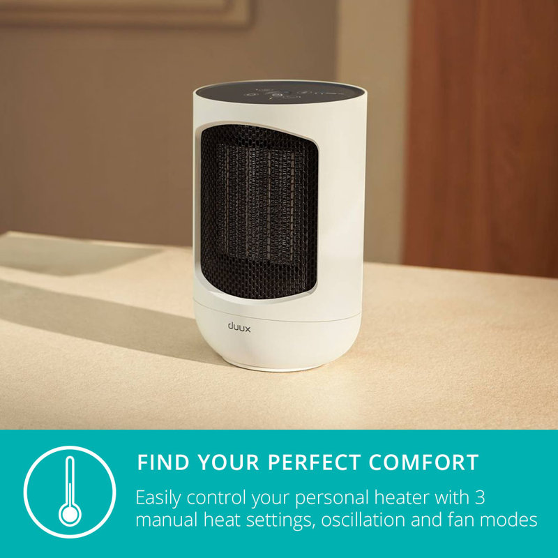 Duux 1500 Watt 1 BTU Electric Compact Space Heater, White