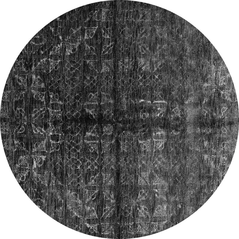 Tapis gris en laine / polyester tissé à la machine Binz, Rond 7 pi