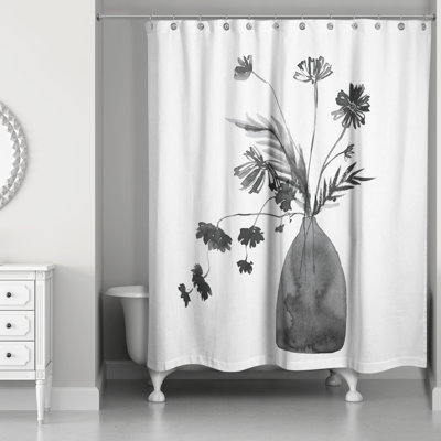Floral Shower Curtain with Hooks Included