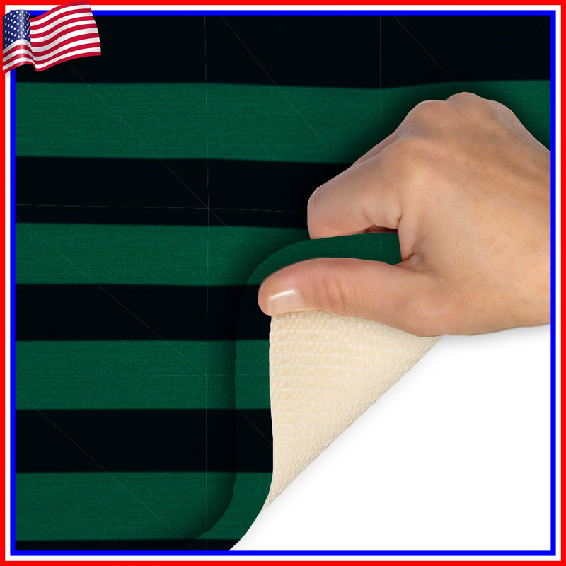 Tapis de bain à rayures, Simple - L 34 po x l 21 po, Green/Black Striped
