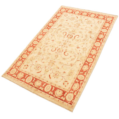 Tapis de bois one-of-kind-noué la 2010 ushak crème/orange 6 pi 7 po x 10 pi, en laine de 4 po Muirfield