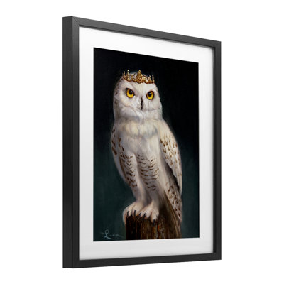 «Snowy Owl King», reproduction sous verre encadrée, design par Lucia Heffernan