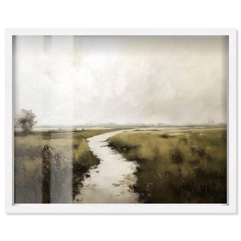 «Grassline Reflections Shadowbox Print» par Art Remedy, Blanc, H 31 po x l 37 po