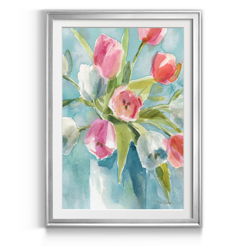 Today's Tulips I - Cadre photo, reproduction d'art sur papier, Cadre argenté, H 30,5 po x l 42,5 po x P 1,5 po
