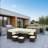 7 Piece  Wicker Outdoor Dining Set,  9-Seat  Outdoor Sectional Cushions Sofa With Ottomans & Dining Table For Porch Backyard Garden-1614397496