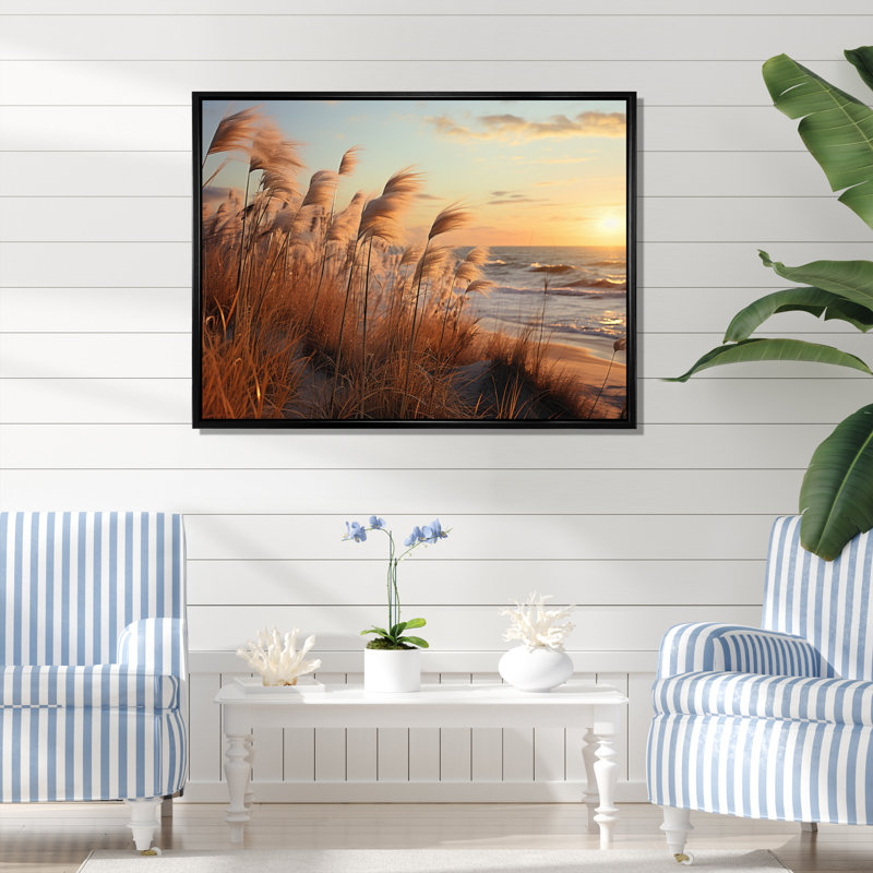 Amaaya Photo Beach Grass I sur impression sur toile, H 34 po x l 44 po x P 1,5 po, Cadre flottant noir