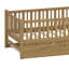 Structure de lit en bois avec barrière de sécurité et lit gigogne-129389341