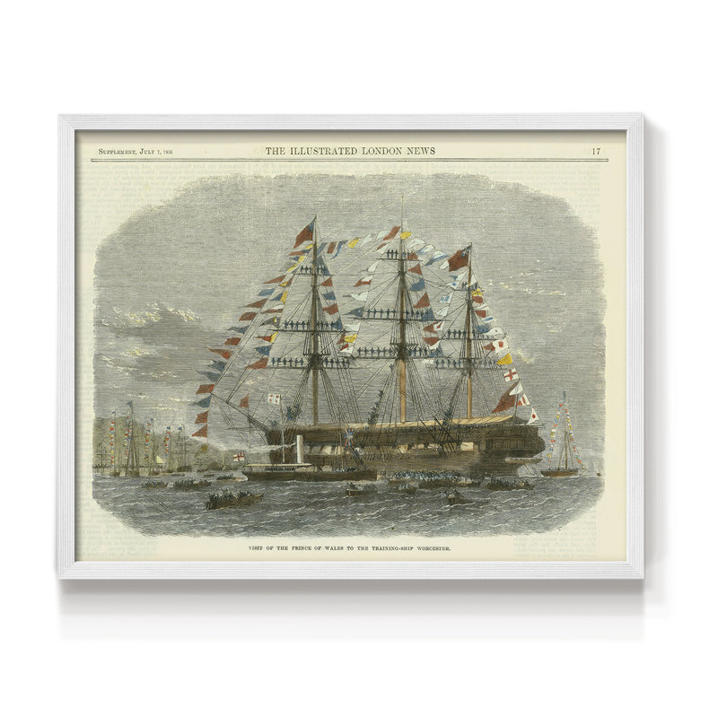 Antique Clipper Ship I - impression encadrée - réarmable, H 8 po x l 10 po, Blanc
