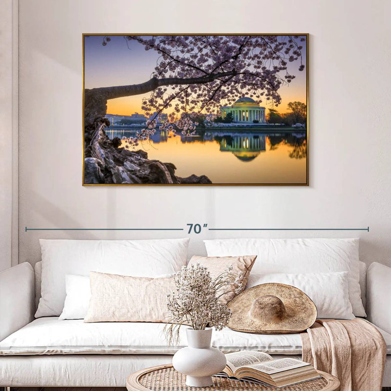 Printemps Washington DC, 46 po x 31 po, Cadre flottant doré