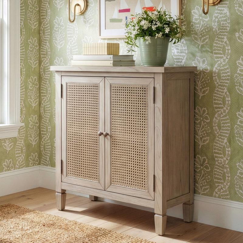 Charleston 2-Door Cane Cabinet, Desert Sand