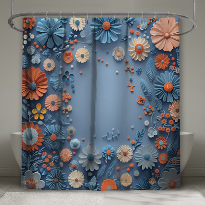 Rideau de douche en papier fleurs