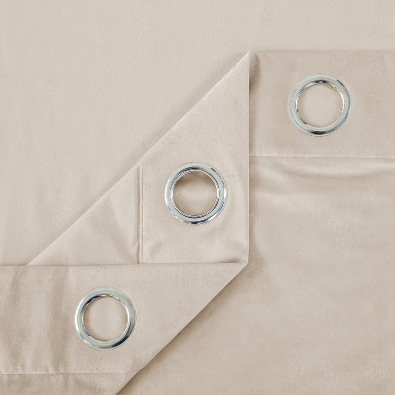 Rumson Crushed Velvet Eyelet Sheer Curtains Pair, Beige, 228cm x 228cm