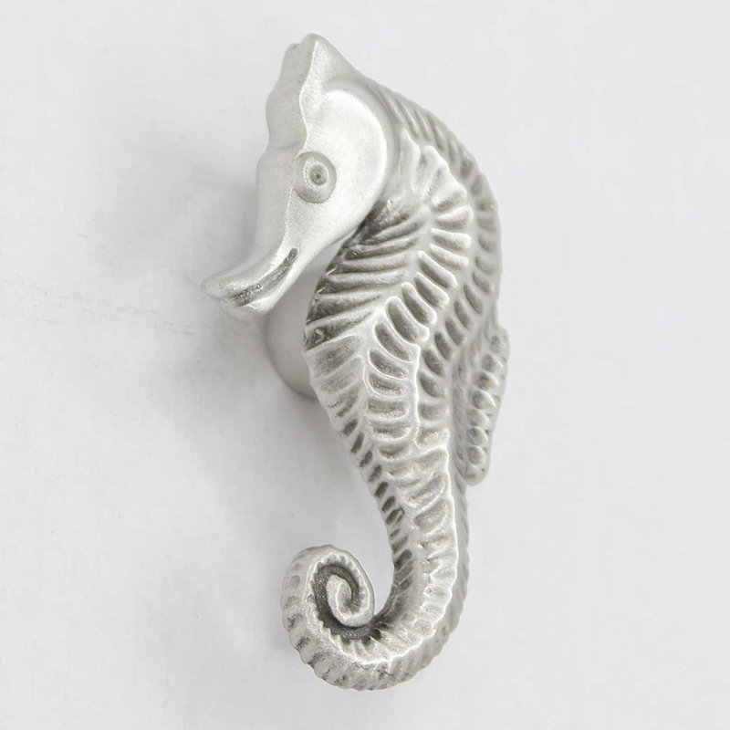 2 3/8" Seahorse Left Facing Small Knob, Brushed Nickel, 3 3/4", 1