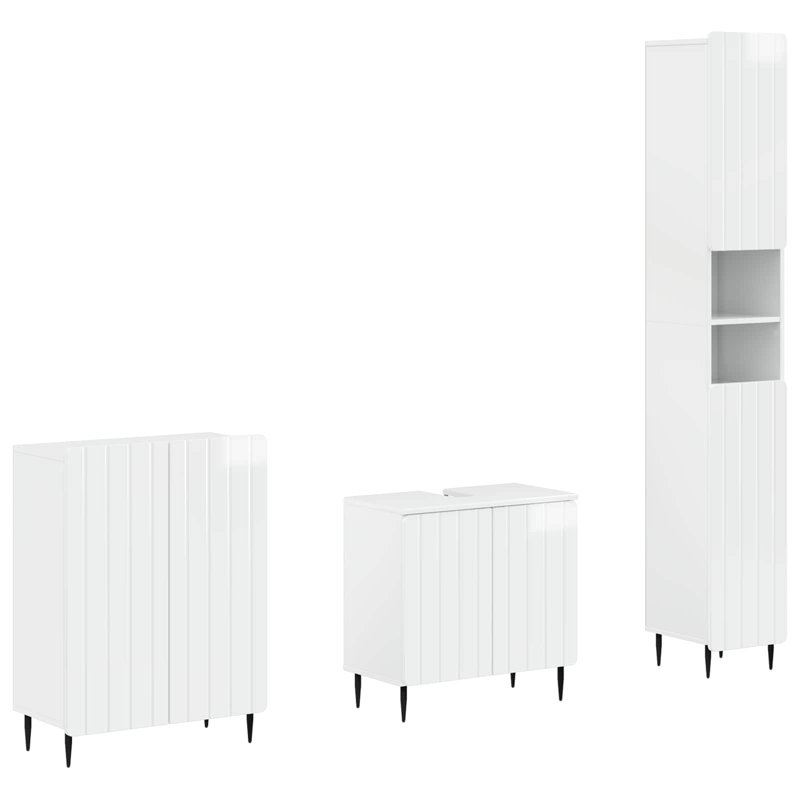 Bathroom Storage Furniture Set, High Gloss White
