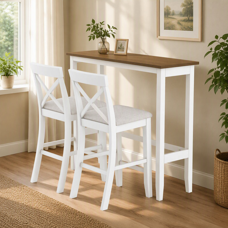 Ensemble de salle à manger de style champêtre avec 2 chaises à dossier rabattable