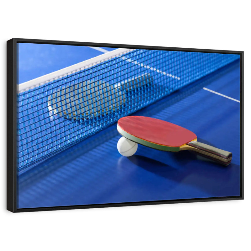 Tennis de table bleu, 19 po x 13 po, Cadre flottant noir