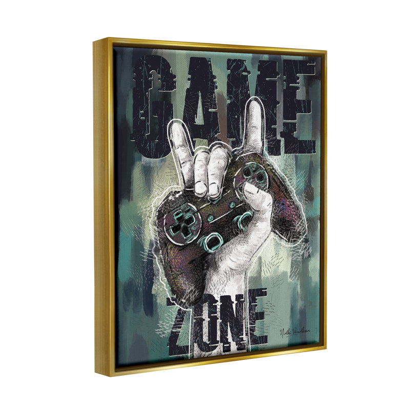 " Game Zone Controller " by Nidhi Wadhwa, Metallic Gold Floater Frame, 21" H x 17" W x 1.7" D