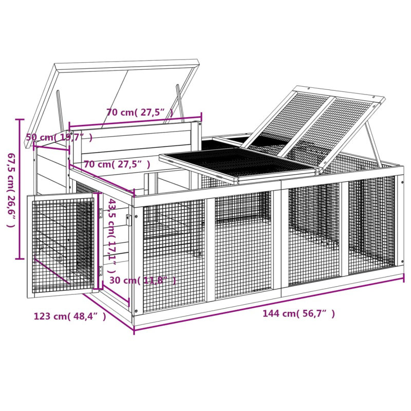 Yemina Small Animal Hutch, Mocha/White/Green