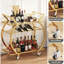 Chariot de bar doré avec rangement pour verres, chariot de service à vin roulant, organisateur de boissons pour la maison