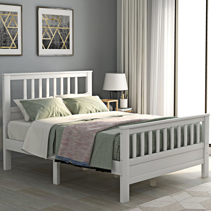 Celianna Solid Wood Slat Bed, White, Full