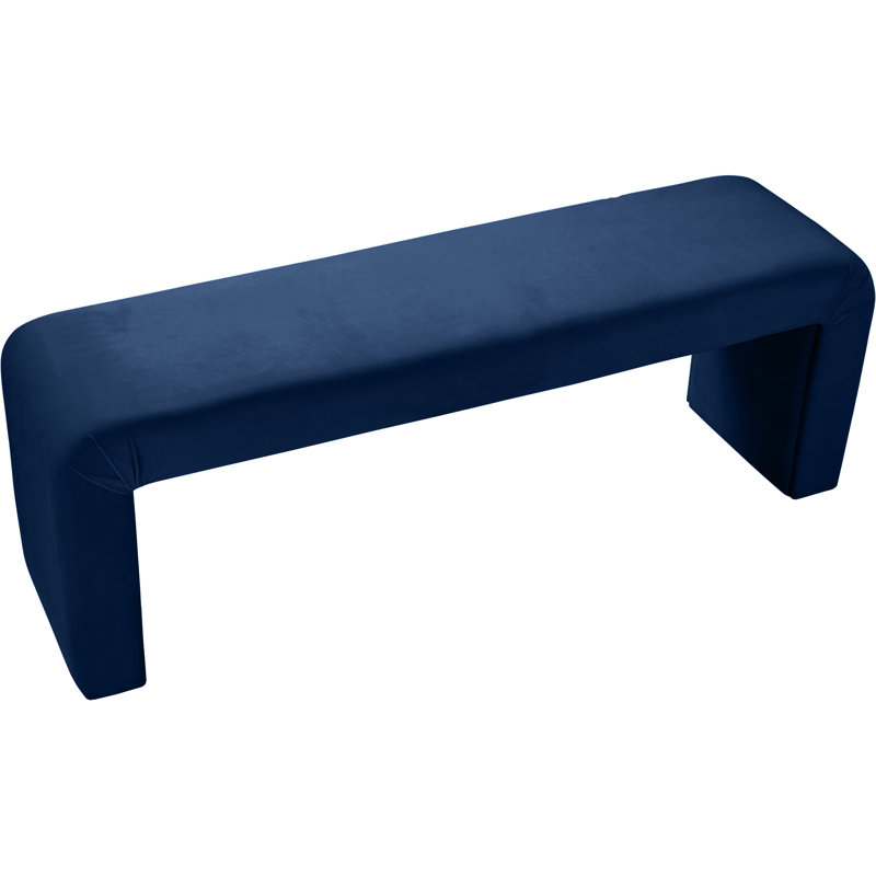 Edenborn Velvet Upholstered Bench, Navy Velvet