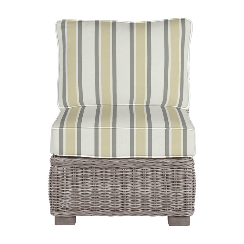 Rustic Woven Sectional Slipper Chair, Welt, Oyster, Intermix Bark