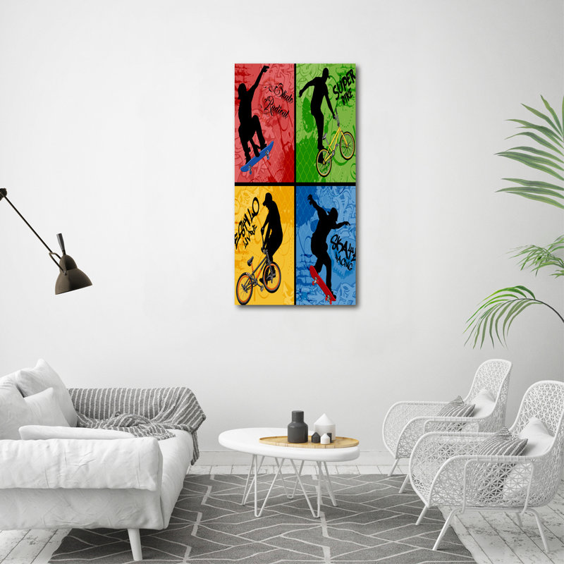 Bike And Skateboard - Wrapped Canvas Print
