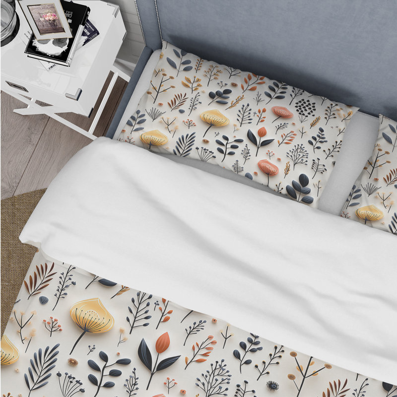 Literie à collage floral Nature's Exquis, Housse de couette simple + 1 taie décorative stan
