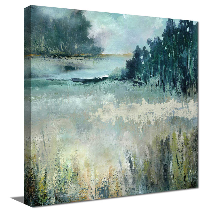 Calm River Valley par Carol Robinson - Peinture, L 36 po x H 36 po, Toile tendue