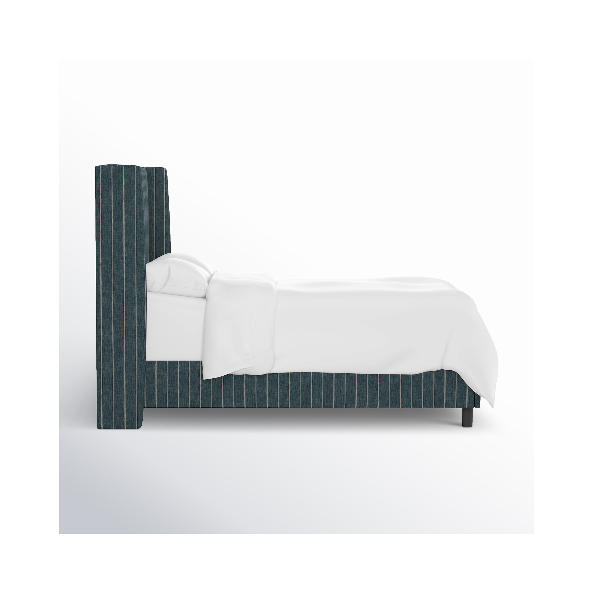 Tilly Upholstered Wingback Bed, Full, Fritz Indigo Stripe