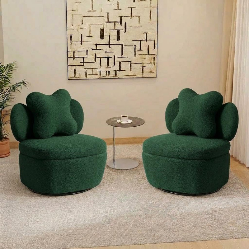Upholstered Swivel Accent Chair, Green