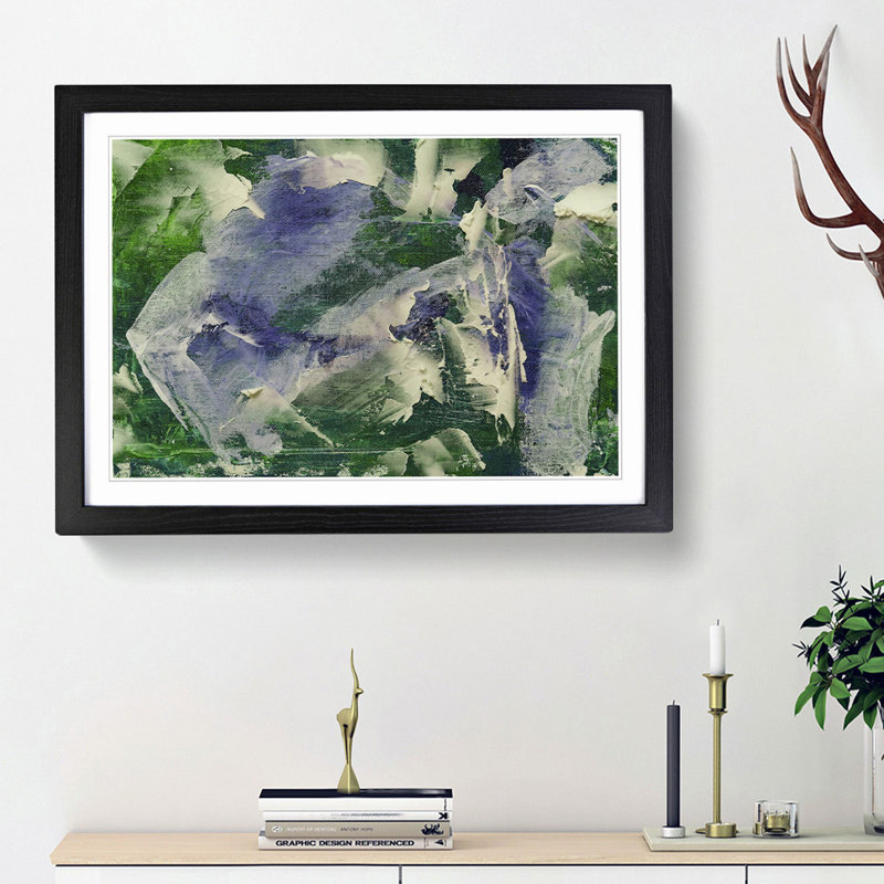 Abstract Art Painting Vol.184 by S.Johnson - Picture Frame Painting Print, 27cm H x 36cm W x 2cm D, Black Framed