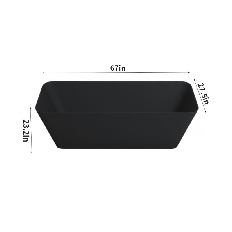 Ensemble de baignoire et douche incurvée noire simple rectangulaire en pierre artificielle noire l 67 po H 23,2 po