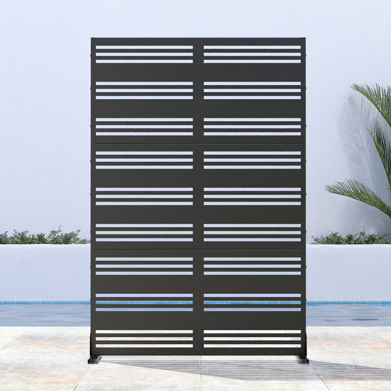Metal Outdoor Privacy Screen, Noir, H 72 po x l 47 po x P 16 po