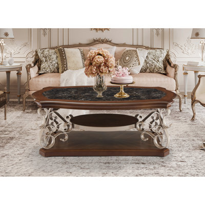 Table de cocktail, plateau en papier marbré, panneau de fibres à densité moyenne avec plateau central en placage de bouleau, pieds thermolaqués