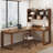 Nut-brown L-Shaped Solid Wood desk-650329680-650329683
