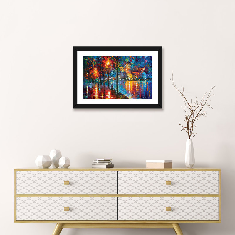 «Cold Emotion» par Leonid Afremov, reproduction d'art sur toile tendue, H 16 po x l 24 po x P 1 po, Papier encadré noir