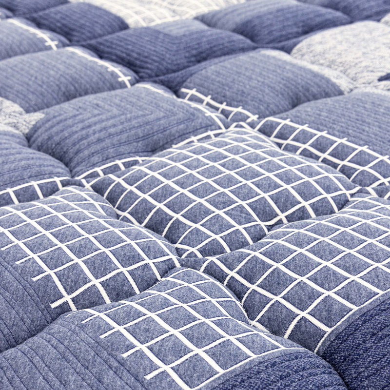Matelas pleine grandeur à pochette en mousse à mémoire de forme de 14 pouces, housse souple, matelas bleu et multi avec mousse, tissu, roulé,