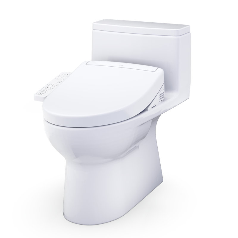 TOTO Redington WASHLET+ S2 One-Piece Elongated 1.28 GPF Universal Height Toilet with CEFIONTECT, Cotton White - MW6723346CEFG#01