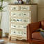 Meuble d'appoint à cinq tiroirs en bois massif peint à la main avec motif floral