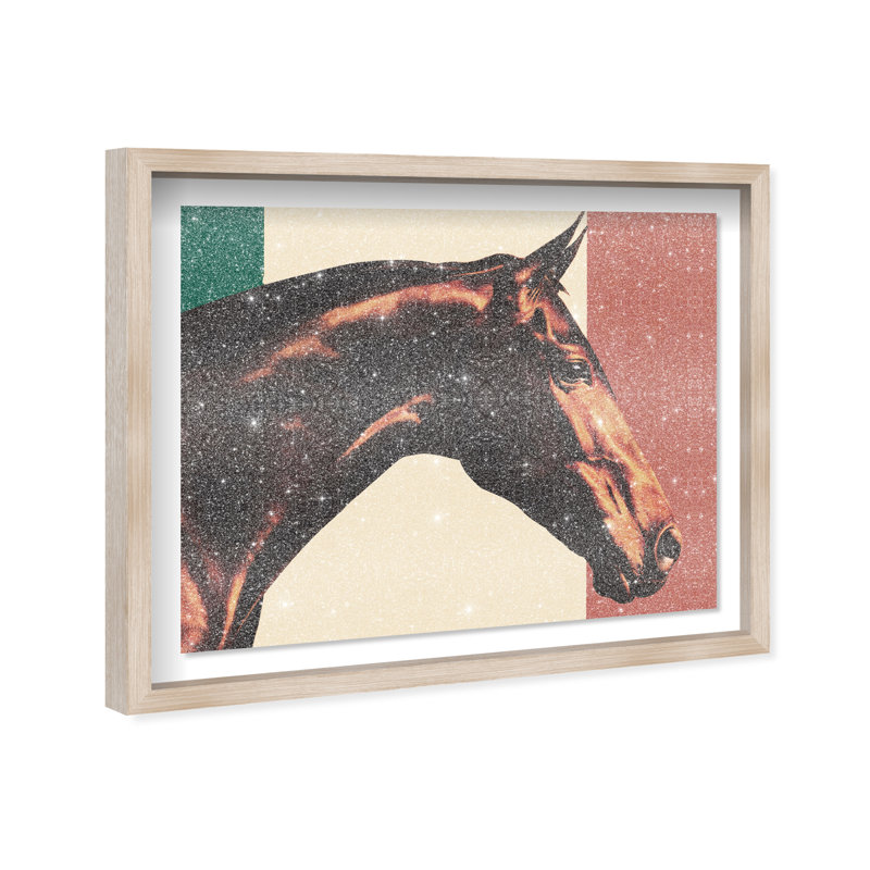 Hue Equine III Shadowbox Animals Print by Oliver Gal, Black Frame, 20 x 16, 37.5"H x 31.5"W, Natural Oak Shadowbox