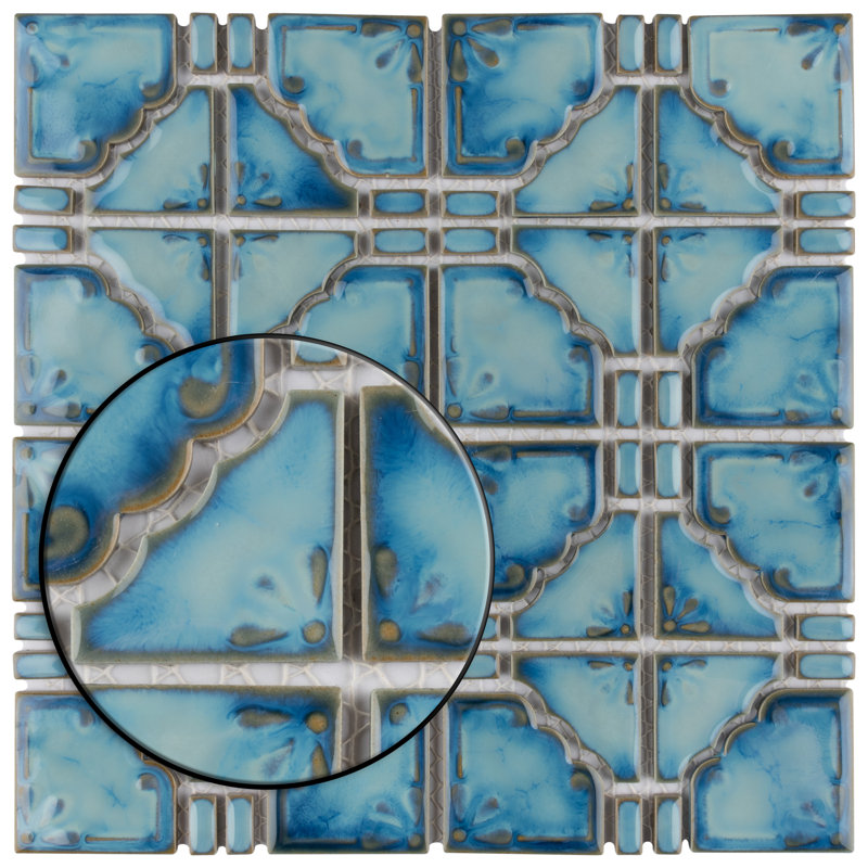 Moonbeam Porcelain Grid Mosaic Wall & Floor Tile, Diva Blue
