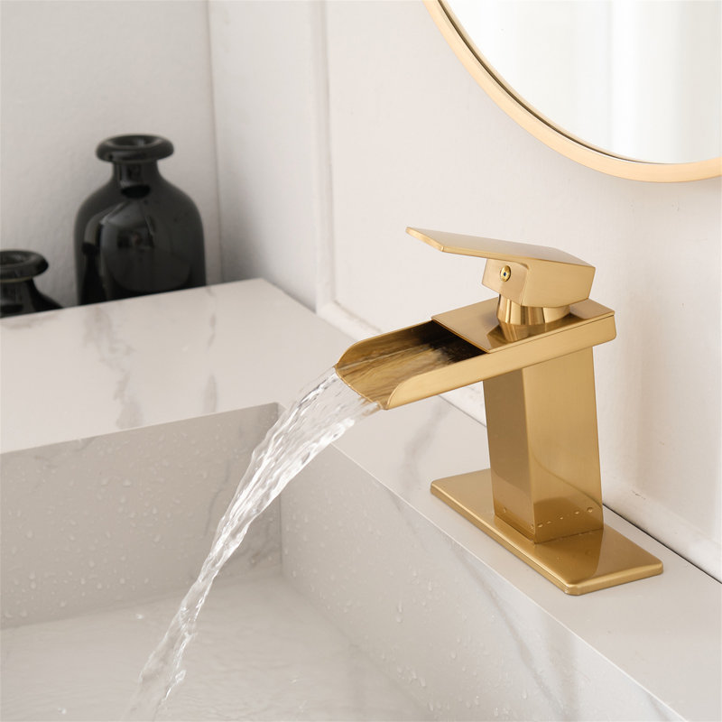 Robinet de salle de bain à un trou avec drain, Or