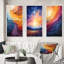«Yellow Orange Lyrical Abstraction Lyrical Sunset», 3 pièces sur toile-1469149728-1469149731