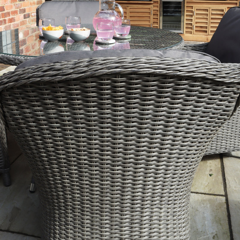 PARIS 4 Seater Round Carver Dining Set 110cm Round Table with 4 Imperial Chairs including Cushions